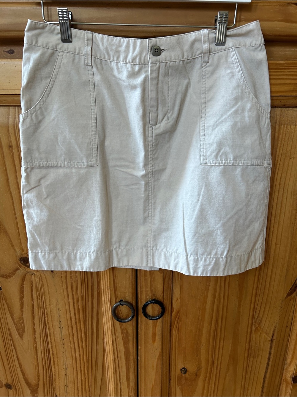 Golite Off White Cotton Pocket Mini Skirt Casual Lightweight